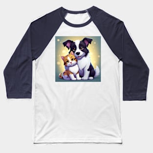 Dog and cat hugging Baseball T-Shirt